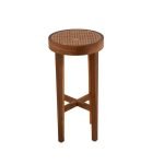 Kursi Barstool Industrial Jati Rotan Alami