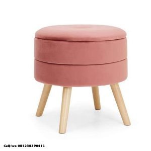 Stool Cafe Pink Bundar Kayu Sungkai