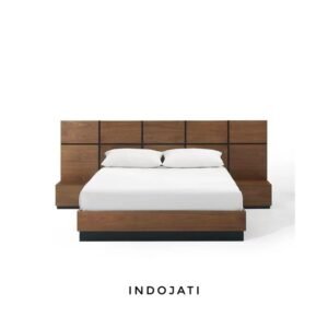 Tempat Tidur Minimalis Blok Kayu Jati Kotak