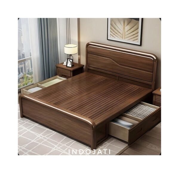 Tempat Tidur Minimalis Full Blok Kayu Jati Asli1